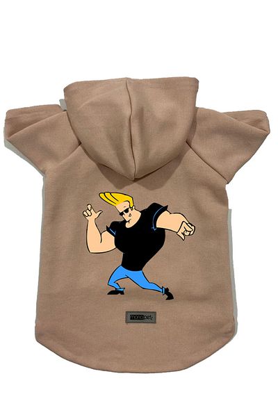 Monopetz Hooded Fleece Sweatshirt Dog And Cat Outfit & Dress - Beige Johny Bravo