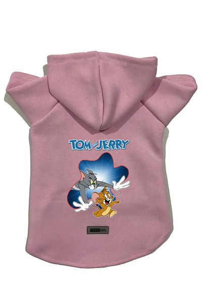 Monopetz Hooded Fleece Sweatshirt Dog And Cat Outfit & Dress - Pink New Tom And Jerry