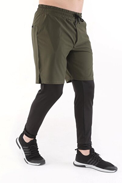 GHASSY CO. Erkek Running Hızlı Kuruma Micropoly Halısaha Antrenman Fitness Uzun Taytlı Outdoor Şort