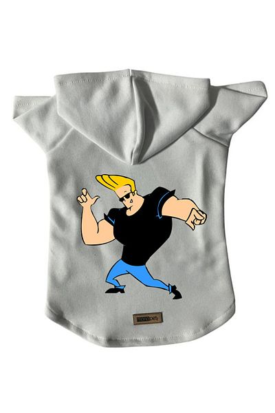 Monopetz Hooded Fleece Sweatshirt Dog And Cat Outfit & Dress - White Johny Bravo