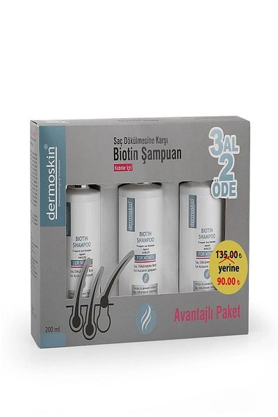 Dermoskin Women's Biotin Shampoo - 200 Ml, Buy 3, Pay 2