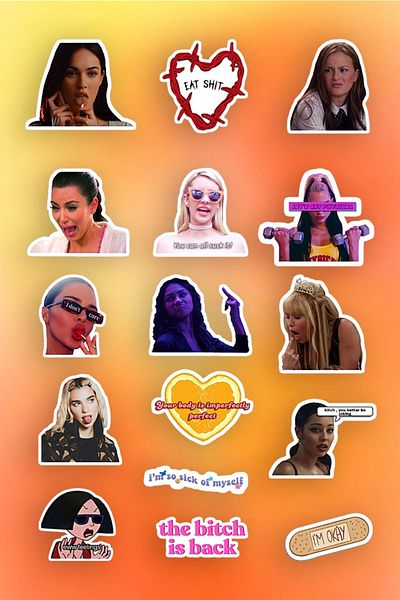 Namgo مجموعة ملصقات للكمبيوتر المحمول والكمبيوتر المحمول Girl Power Euphoria Dua Lipa Miley Kardashian Meme مكونة من 16 قطعة