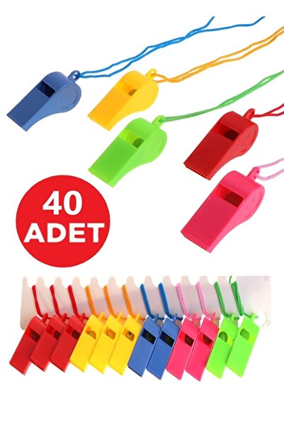 Hyd 40 Adet Plastik Ipli Düdük Deprem Düdüğü Hakem Düdüğü