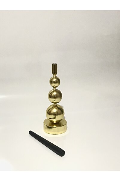 Shura Homeware Metal Top Detaylı Şamdan, Gold Şamdan Mumluk Dekoratif Obje