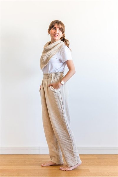 Zeliha Baysan Lambert Muslin Plain Unisex Trousers Beige