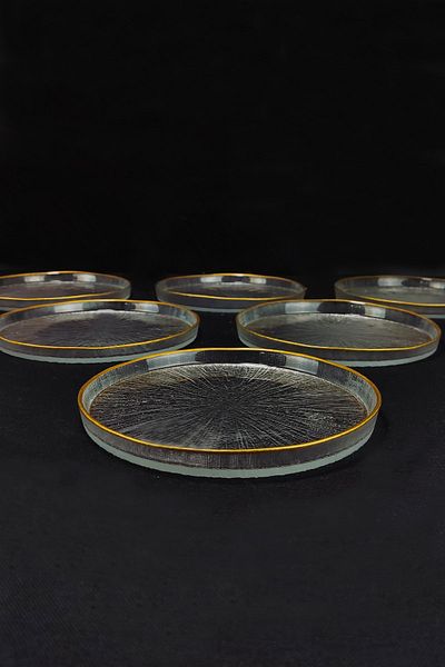 Digithome Rexy 6-Piece Glass Cake Plate 16 Cm Gold Rim - 16577 C320.045