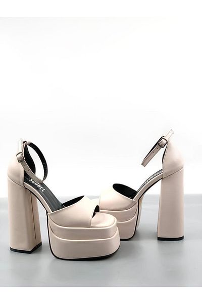 Les Passent Pantofi sandale cu platformă dublă înaltă Zoon Beige Skin