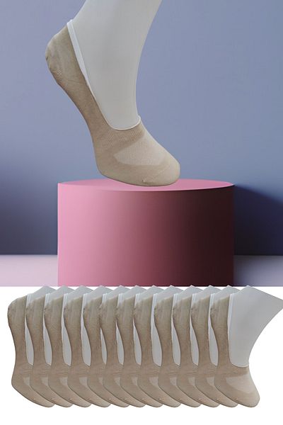 Leement socks Άνευ ραφής 12 ζευγάρια χτενισμένες βαμβακερές αόρατες κάλτσες μπαλαρίνας με αντιολισθητικές ταινίες σιλικόνης