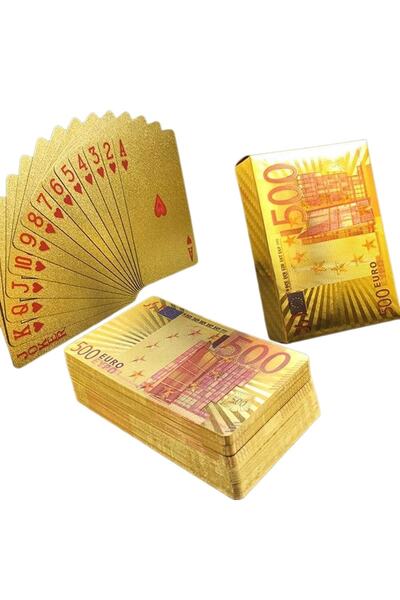 Schulzz Bossvegas Euro Şeklinde Su Geçirmez Pvc Altın Iskambil Kartı Seti