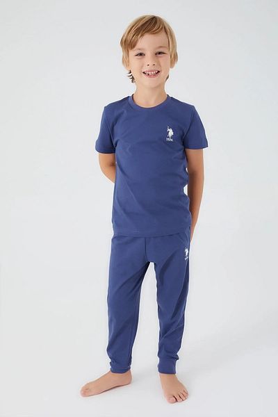 U.S. Polo Assn. Set pijama cu mânecă scurtă pentru băiat, albastru închis