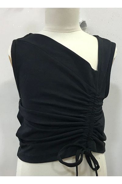Çikoby Girl's Veiled Collar Drawstring Crop