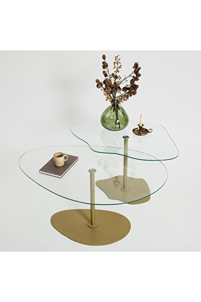 NEOstill Porto Sehpa Seti / Şeffaf & Gold