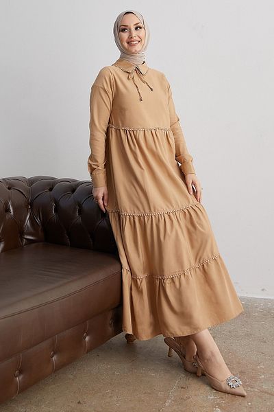 InStyle Rochie Hijab Lejer Legată pentru Bebeluş Lesina - Bej