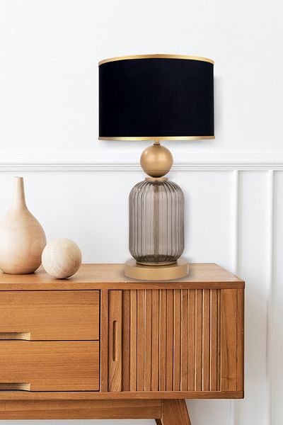 MINIMAL ETICARET VE BILGI TEKNOLOJILERI Lotus Opal Black Contrast Glass Lampshade