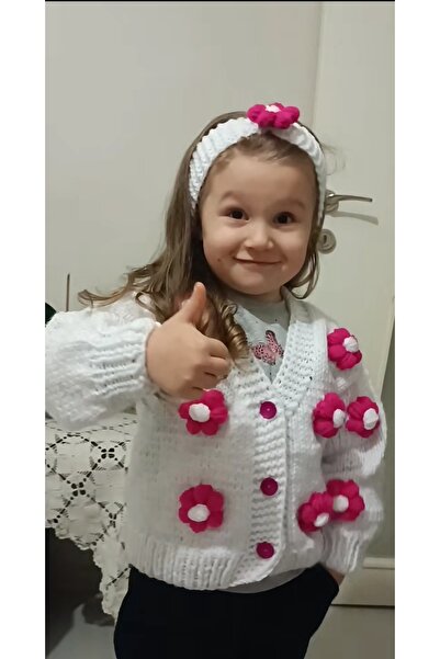 EL ÖRGÜSÜ CİCİ BEBE El Örgüsü Çocuk Hırka Beyaz