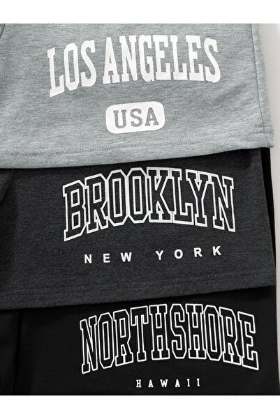 Machetta Plus Size 3 Piece Set (set) Combed Cotton Summer Unisex Printed Shorts