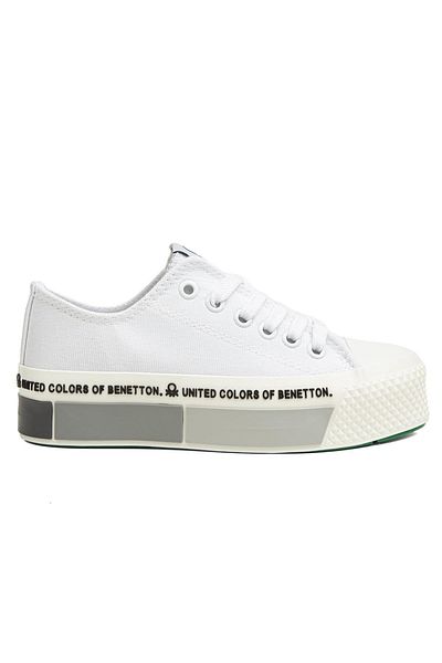 Benetton ® |   Bn-30934 - 3114 Λευκό Μαύρο - Γυναικεία αθλητικά παπούτσια