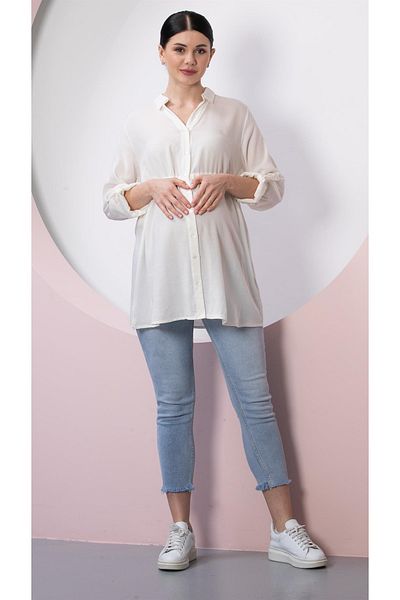 Işşıl O7128-Side Tie Maternity Viscose Shirt-tunic