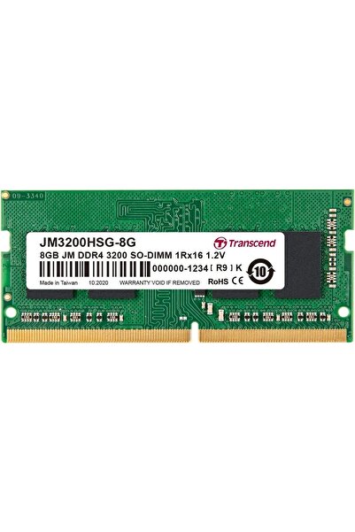 Transcend 8gb Jm Ddr4 3200 So-dımm 1rx16 1gx16 Cl22 1.2v