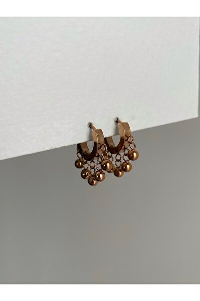 Owentis أقراط متدلية من الفولاذ باللون الذهبي الوردي - لا تشويه -