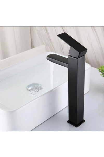 İSAOĞLU YAPI Bowl Sink Mixer Black Sink Faucet Matte Black Square Bowl Mixer