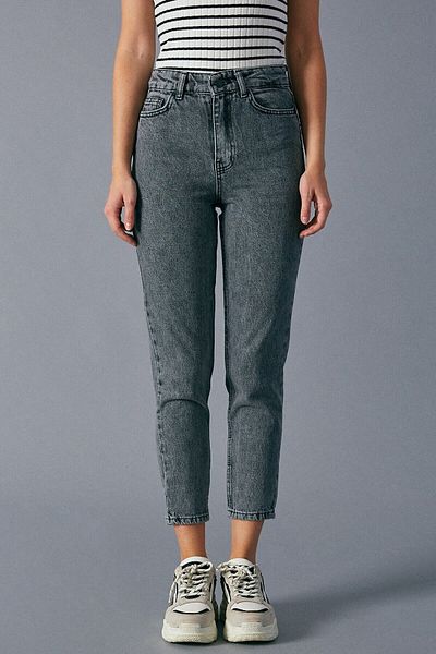 LİMABEL Γυναικείο καπνιστό ψηλόμεσο Mom τζιν Lycra Strechy Stone Washed Smoked Mom Jeans