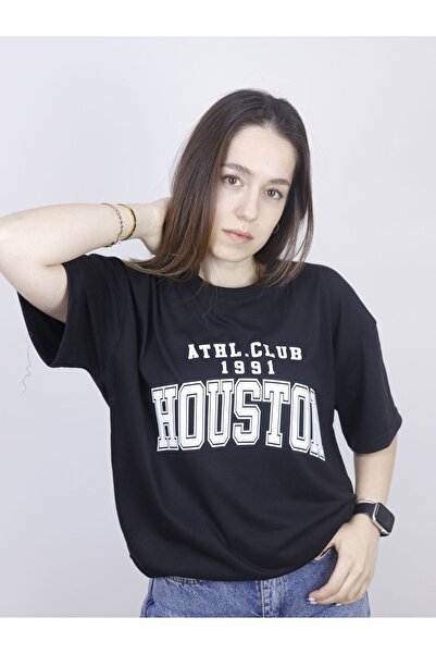 ORLONTEX Tricou oversize cu imprimeu Houston negru unisex