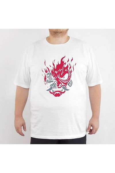 Bant Giyim Cyberpunk 2077 - 4XL Large Size White T-Shirt