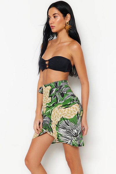 Trendyol Collection Trópusi mini strandszoknya - szőtt fűzős, TBESS23ET00022