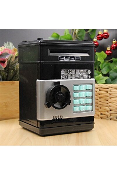 gifttime Kişiye Özel Şifreli Otomatik Kağıt Para Alan Kasa Kumbara Siyah