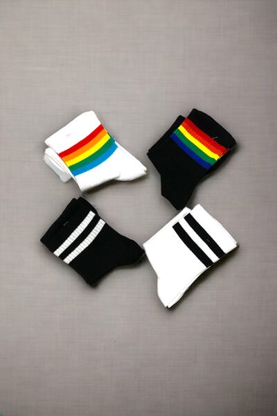 AYMETA TİCARET Унисекс 4 чифта раирани колежански чорапи