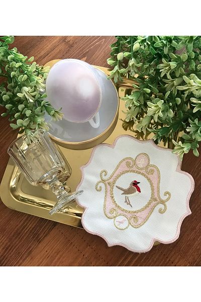Soft Colours قطعتان من منديل تقديم الكوكتيل المزخرف المطرز والمزخرف من Pip Studio