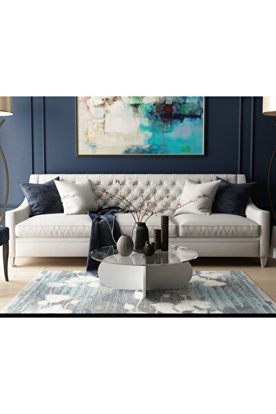 FLORADESİGN Flora Venüs Dekoratif Cam Orta Sehpa (BEYAZ)