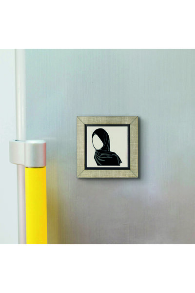 Sadrazam Hijab Drawing Printed MDF Magnetkrg-091 Refrigerator Ornament