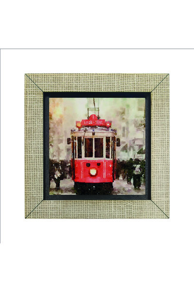 Sadrazam Nostalgic Tram Printed MDF Magnetkrt-047 Refrigerator Ornament