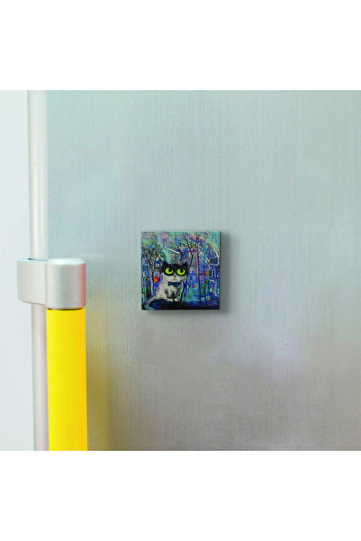 Sadrazam Istanbul Cat Printed Natural Stone Magnetkrt-066 Refrigerator Ornament