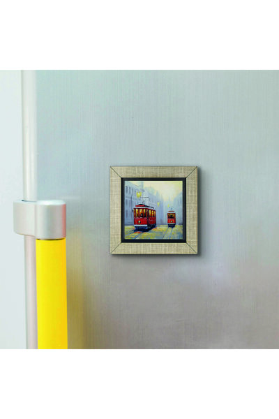 Sadrazam Nostalgic Tram Printed MDF Magnetkrt-050 Refrigerator Ornament