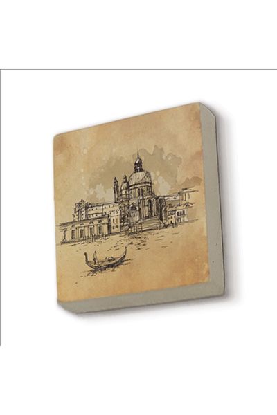 BAKSEPETE Ornament pentru frigider Magnetkrg-050 cu piatră naturală imprimată vizual Veneția