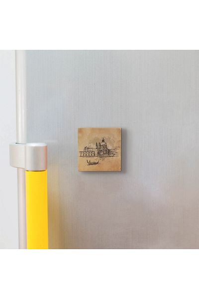 BAKSEPETE Ornament pentru frigider Magnetkrg-050 cu piatră naturală imprimată vizual Veneția