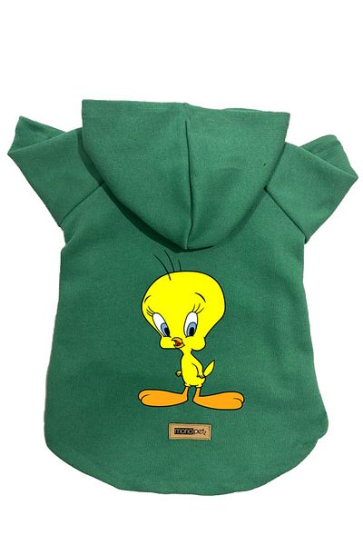 Monopetz Hooded Fleece Sweatshirt Dog And Cat Outfit & Dress - Green New Tweety