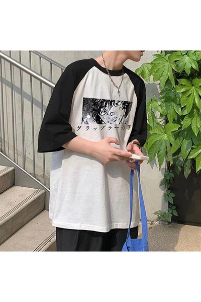 Touz Μπλουζάκι Baki The Grappler με στάμπα Raglan μανίκι λευκό Unisex Oversize