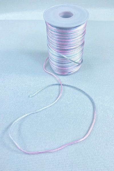 Hobigram Κολιέ 1 mm Κορδέλα Σατέν Σχοινί Κολιέ Βραχιόλι Σχοινί Γκρι Ροζ Αποχρώσεις Πολύχρωμο 10 μέτρα – Σχοινί πλεξίματος –