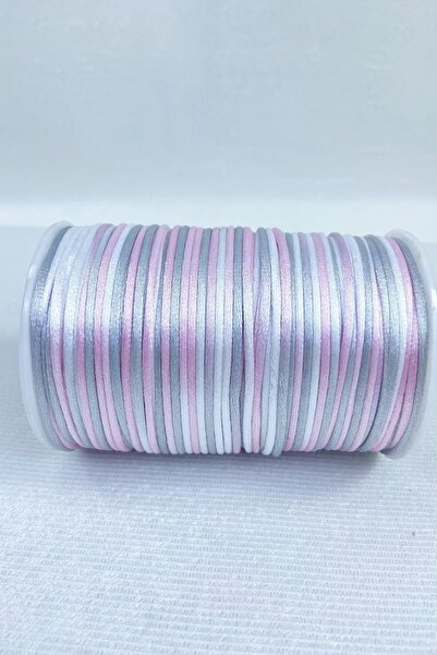 Hobigram 5 Meters Satin Thread Ribbon Thread Necklace Bracelet Thread Gray Pink Shades Multicolored 5 Meters – Knitting Thread