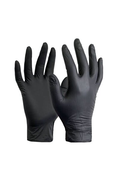 Medicalx قفازات نيتريل سوداء خالي من البودرة (م) 100 قطعة