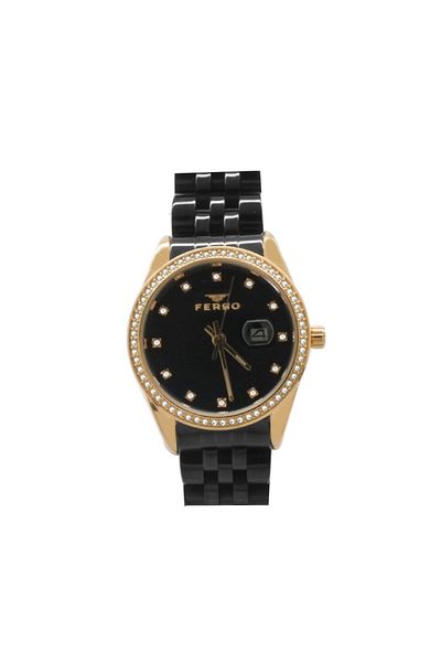 Tesbihane Black Steel Cord Women's Wristwatch Th-f21923a-r