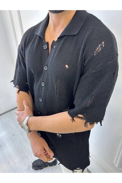 elkumoda Риза Плетена Риза С Разкъсан Детайли Лазерно Изрязана Водоустойчива Риза Оувърсайз Свободна Кройка Ежедневна Риза