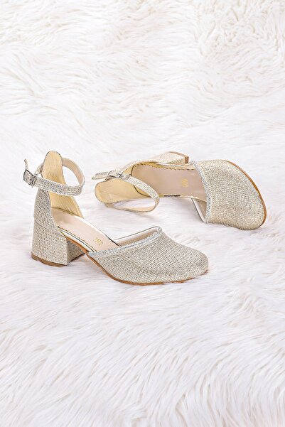 Kiko Kids 771 Sandale cu toc de 5 cm pentru fete, cu piatră, pantofi