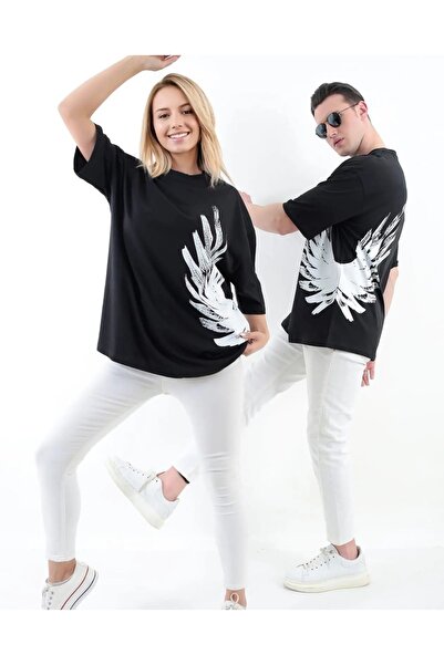 Machetta Μπλουζάκι Unisex από βαμβακερό τυπωμένο φτερό μεγάλου μεγέθους (το τεμάχιο είναι η τιμή)