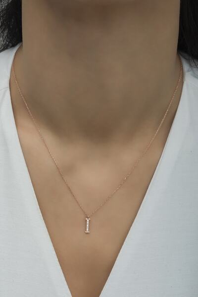 klas gümüş Gümüş Zirkon Taşlı I Harfi Kolye