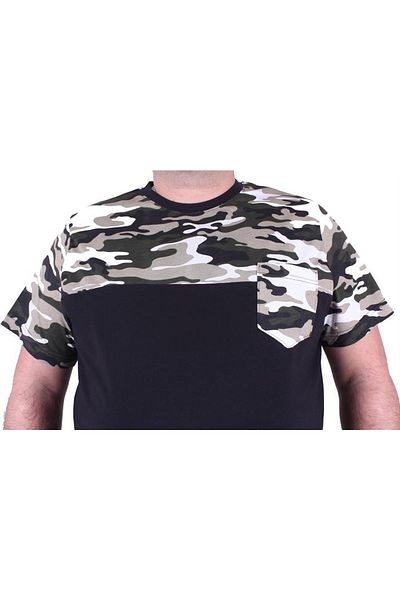MocGrande Ανδρικό T-Shirt Camouflage μεγάλου μεγέθους 23145 Χακί